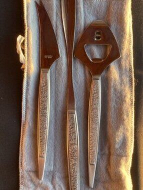 Arthur Salm Stainless Steel Midcentury Bar Set Felt Pouch Box The Dynasty Japan